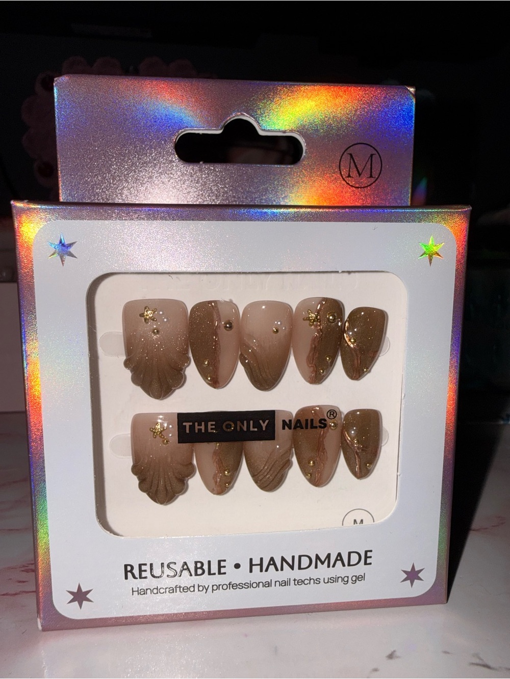 The Only Nails Reusable Handmade Sea Shell Design Press-On Nail Set - Picture 6 of 7